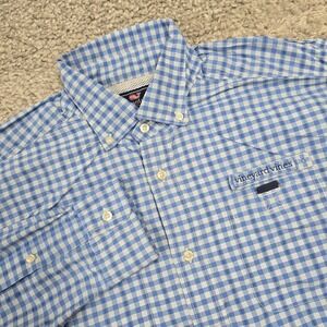 Vineyard Vines Mens Medium‎ Blue Plaid Harbor Shirt Lightweight Vented